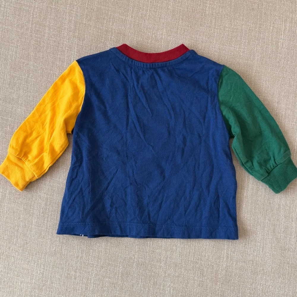 Ralph Lauren Polo Bear Baby Tee Colorblock Multicolor Long Sleeve Graphic Shirt - Picture 3 of 3